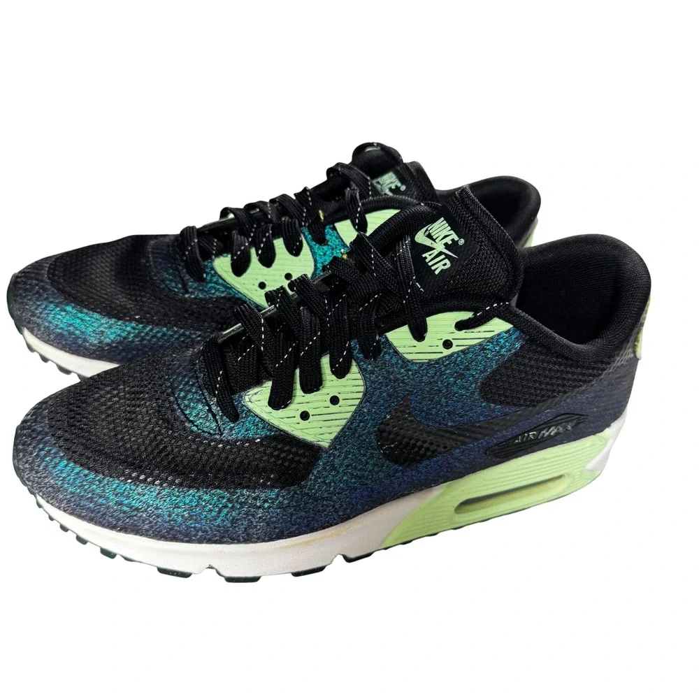 Nike Air Max 90 Hyperfuse Womens 8.5 Black Iridescent Flash Lime Good 811165-001